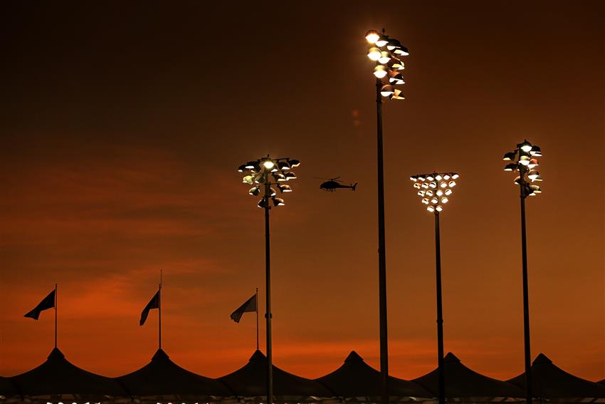 sunset and floodlights